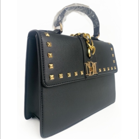 NEW Badgley Mischka Crossbody Shoulder Purse Vegan Classic Career Chain Detail - Picture 4 of 9